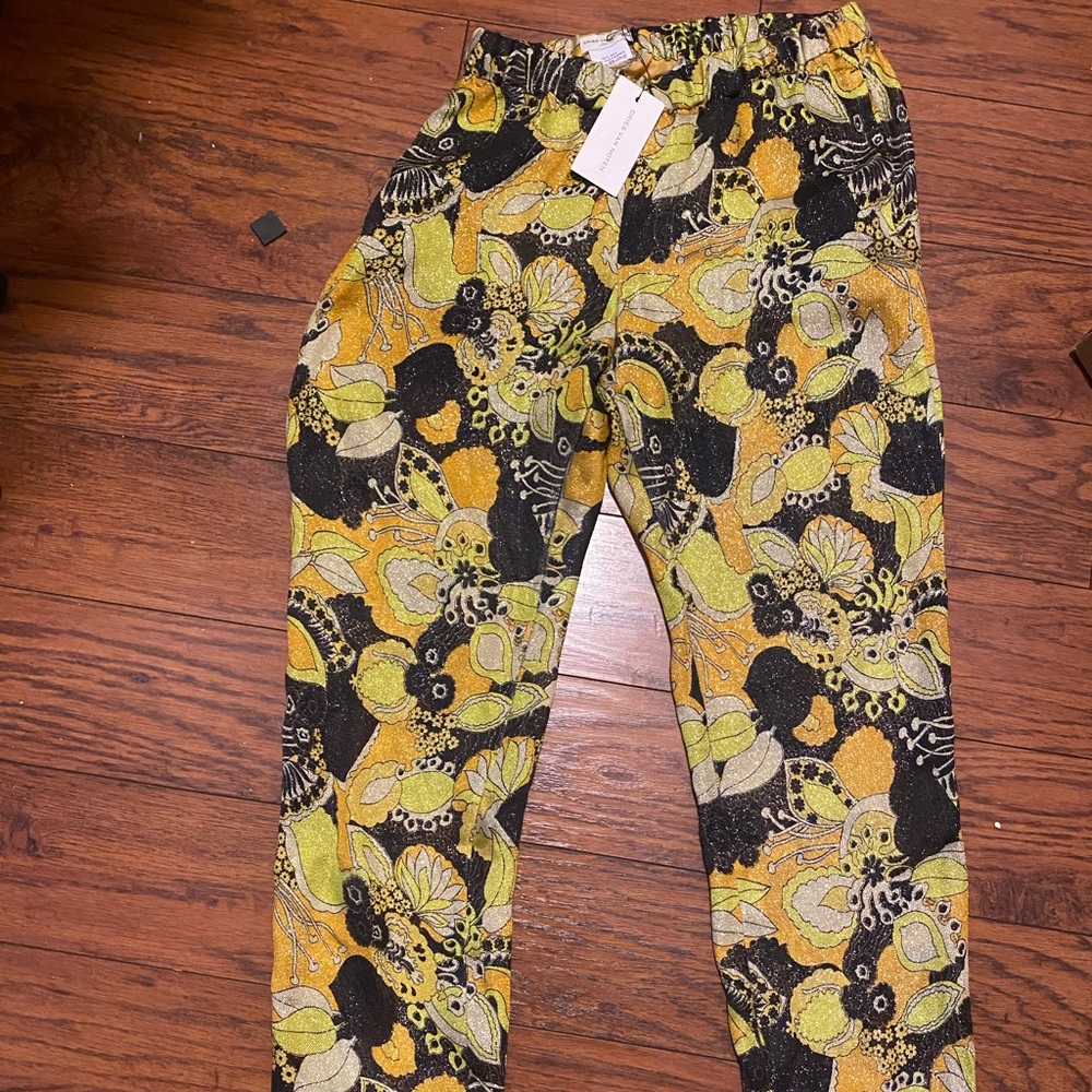 dries van noten lurex floral pants sz 36